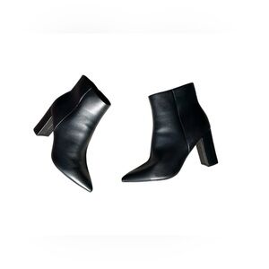 Marc Fisher Black Pointed Toe Block Heel Ankle Booties